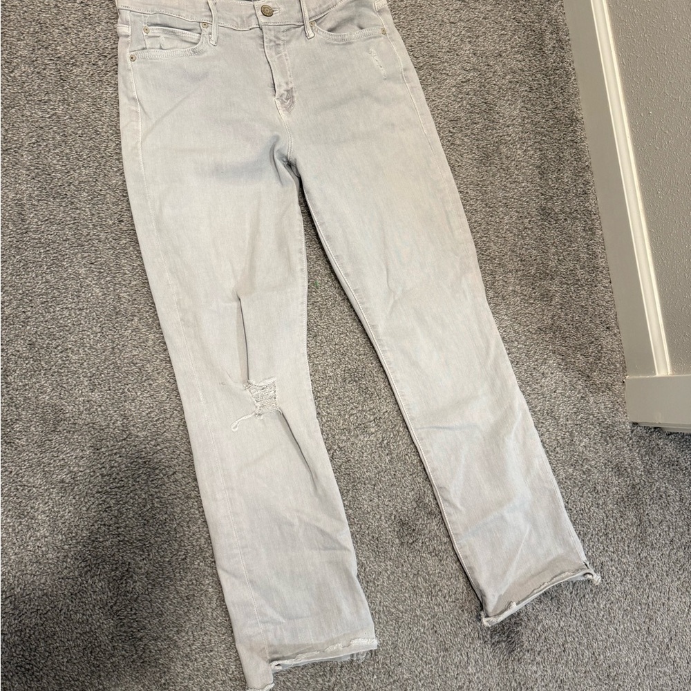 MOTHER Women's Light Gray Straight Leg Jeans